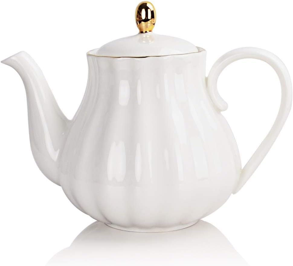 Ceramic Tea Pot with Removable Stainless Steel Infuser, Blooming & Loose Leaf Teapot - 28 Ounce