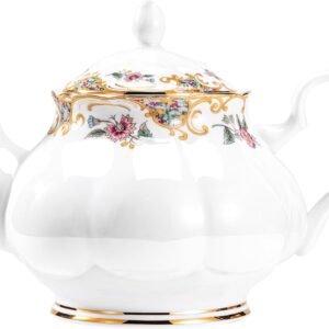 Ceramic Tea Pot, English Vintage Decorative Porcelain Teapot For Tea Parties 28 Oz