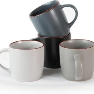 Coffee Mugs Set of 4 with Handle, Cups for Latte, Hot Tea, Cappuccino, Mocha, Cocoa, Multi-color