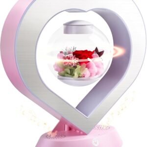 5W Pink Magnetic Levitation Table Lamp with Variable Color LED Light, Unique Forever Flower Gift for Women, Girls