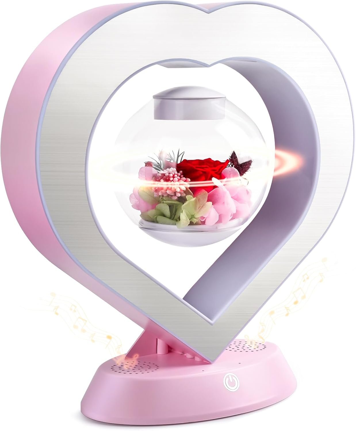 5W Pink Magnetic Levitation Table Lamp with Variable Color LED Light, Unique Forever Flower Gift for Women, Girls