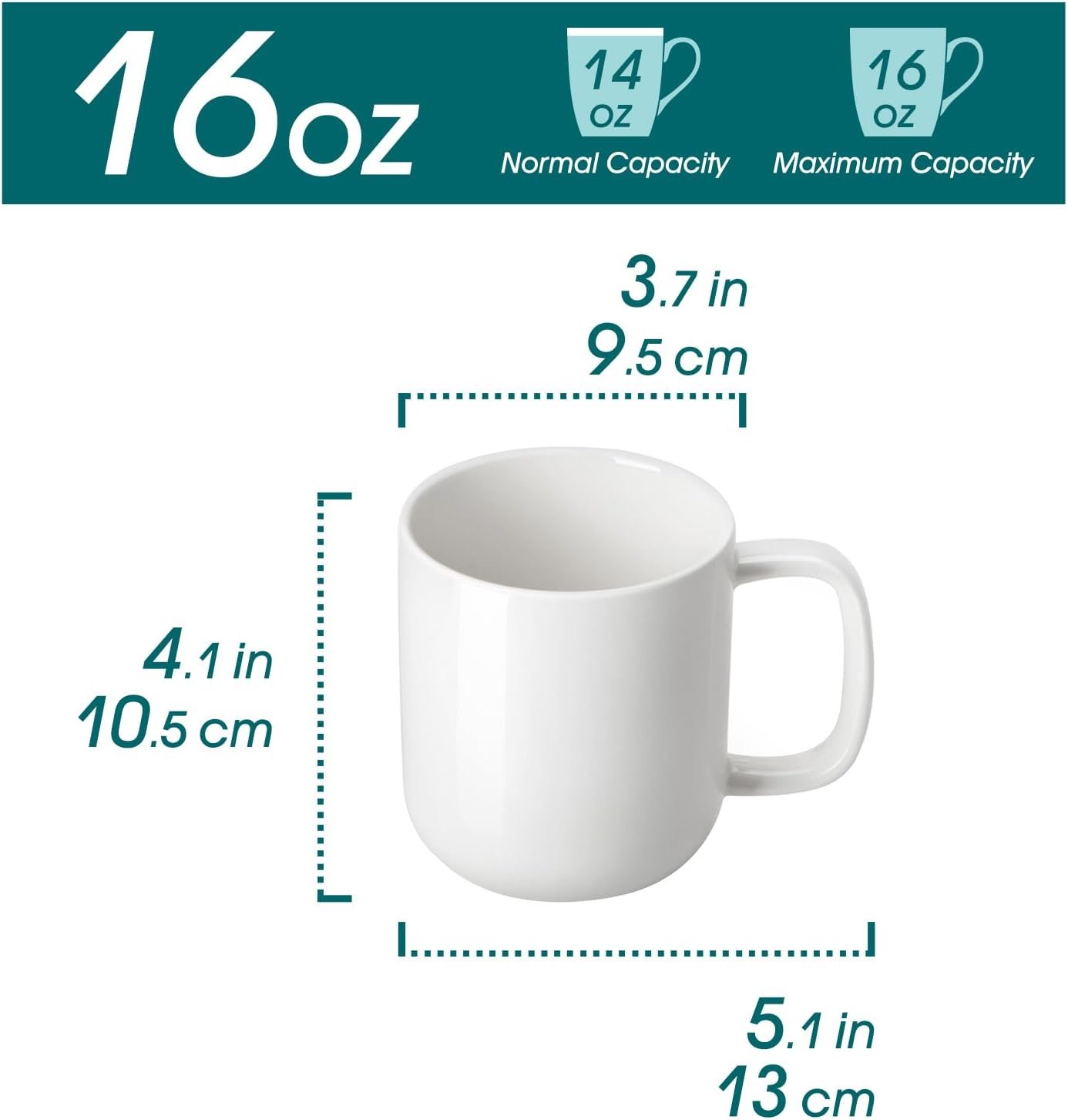 Star 12 oz Catering Mugs Cup Set with Handle for Coffee, Tea, Cocoa, Milk - Ceramic Stoneware Drinkware Set, Cappuccino White - 图片 4