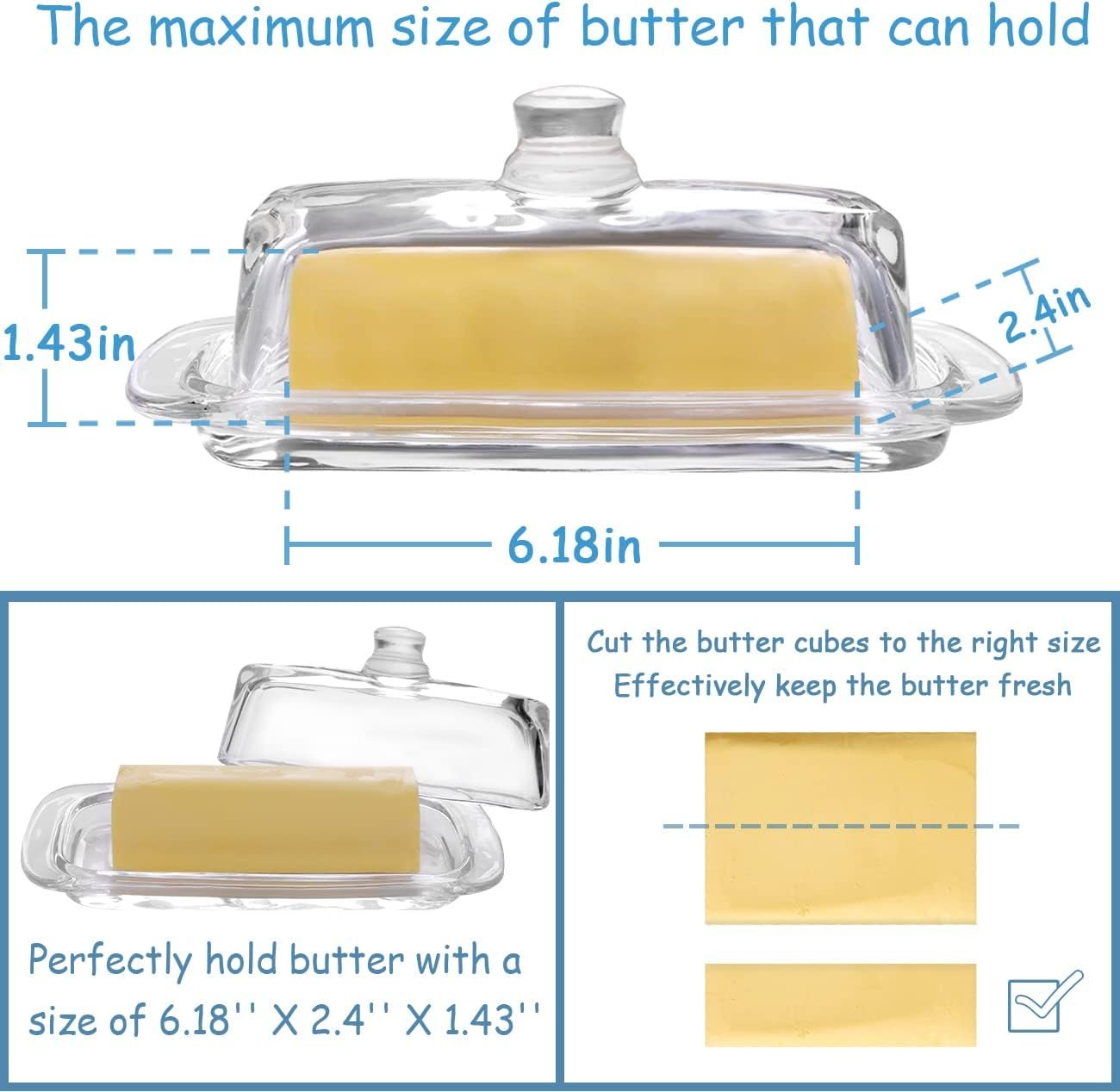 Butter Transparent Tray,Butter Holder Butter Stick Keeper Tray with Lid Butter Keeper Dishwasher Safe - 图片 4