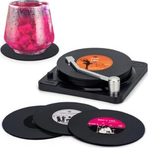 6 Pcs Music Coasters for Drinks, Bars, Party, Birthday Gifts for Music Lovers, Home Decor Housewarming and White Elephant Gifts Ideas