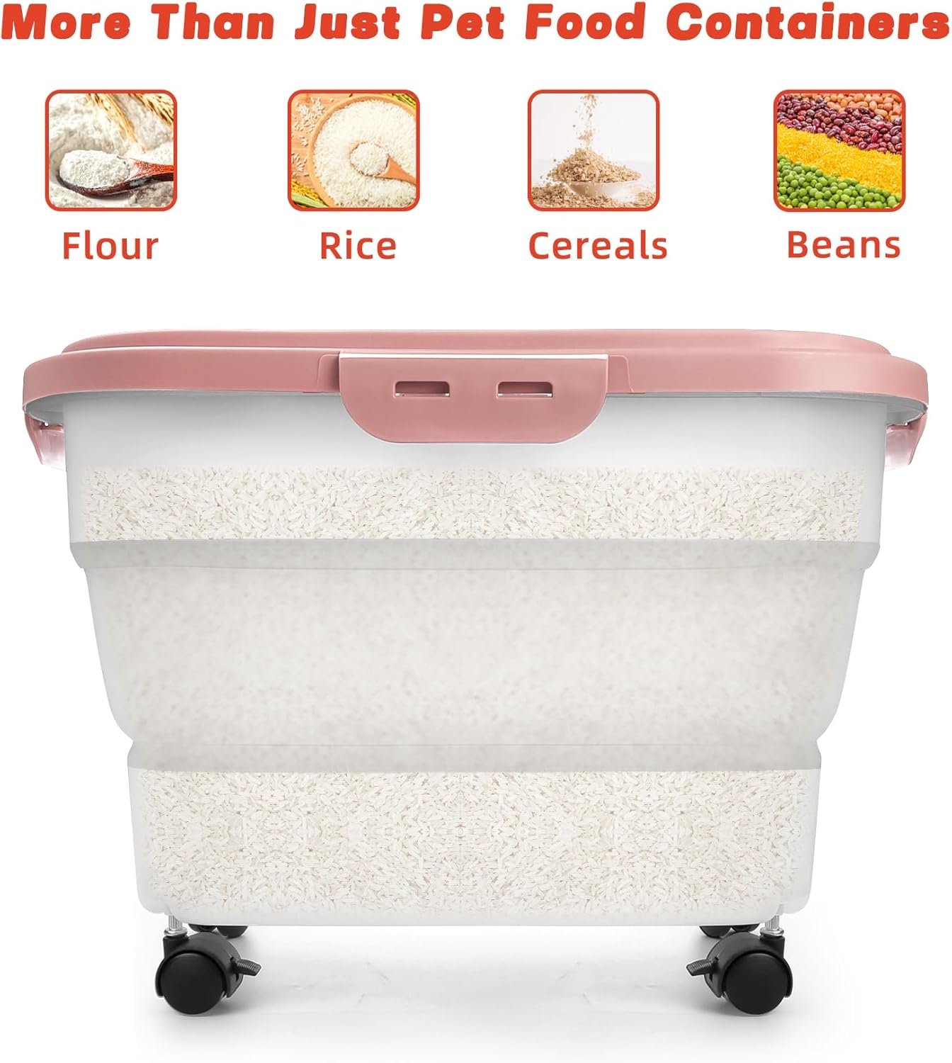 Plastic Dog Food Bin with Pet Food Scoop & Measuring Cup for Dry Food Storage(red) - 图片 3