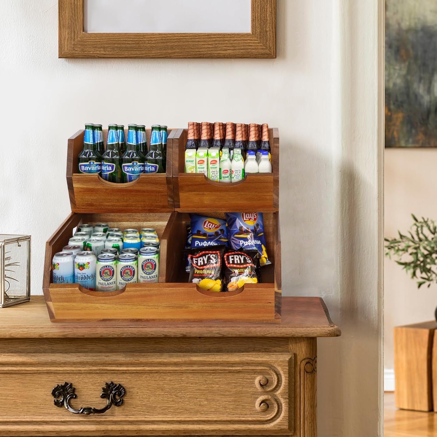 2-tier Vegetable and Fruit Organizer with Anti-slip Mat,Stacking Bins for Kitchen & Pantry - 图片 2