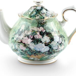 Teapot 30 oz Van Gogh Paintings Bone China Loose Tea Pot Floral Design Vintage Ceramic Coffee Water Pot European Style Porcelain