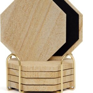 "Octagonal Desert-Like Patterns Australian Sandstone Bar/Drink Coasters for Coffee Table, Office Desk, Outdoor, Bedroom Nightstand "