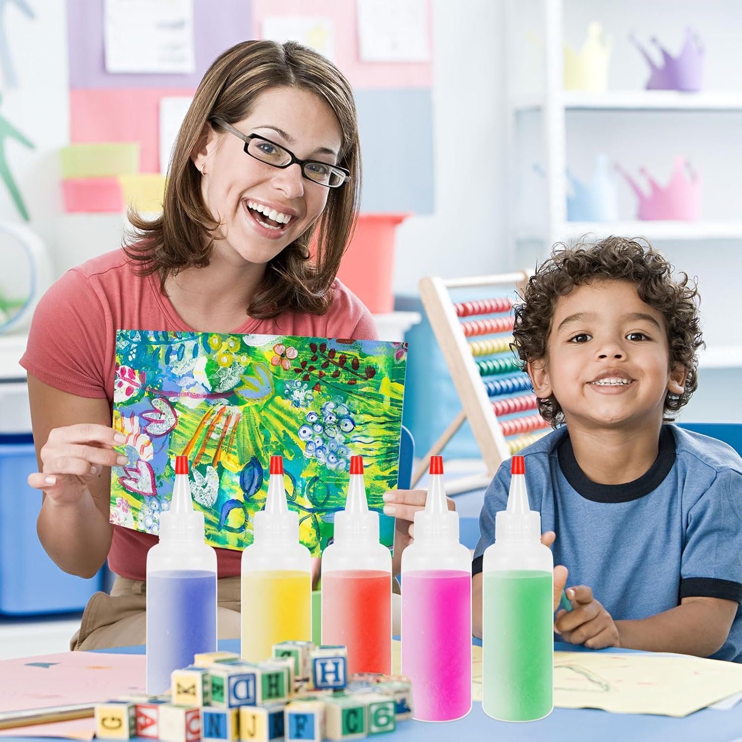 5Pcs Squeeze Bottles, 4 Oz Plastic Condiment Squeeze Bottles with Red Twist Top Cap, Empty Squeeze Bottles for Sauces, Ketchup - 图片 3