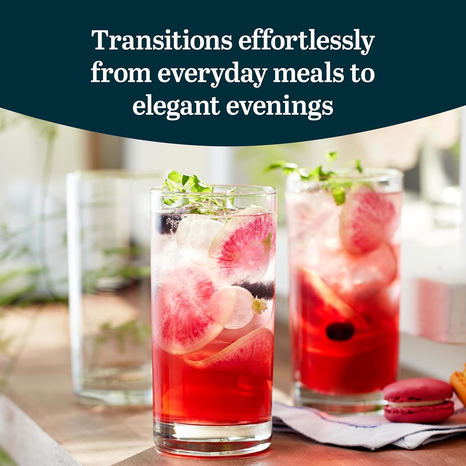 15.5 Oz Elegant, Weighted Clear Water Glasses, Dishwasher Safe Glass Cups Set for Parties, Birthdays - 图片 3